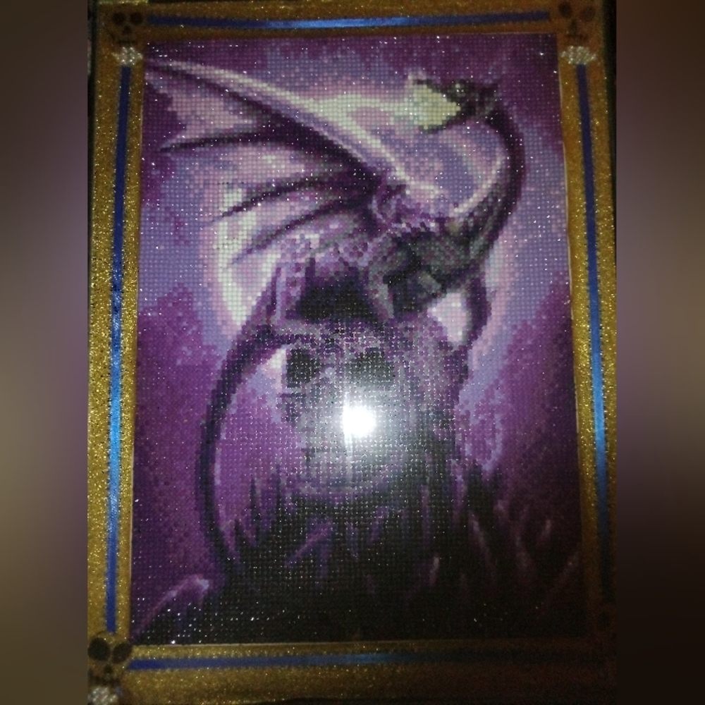 Dragon paint with diamonds picture in frame